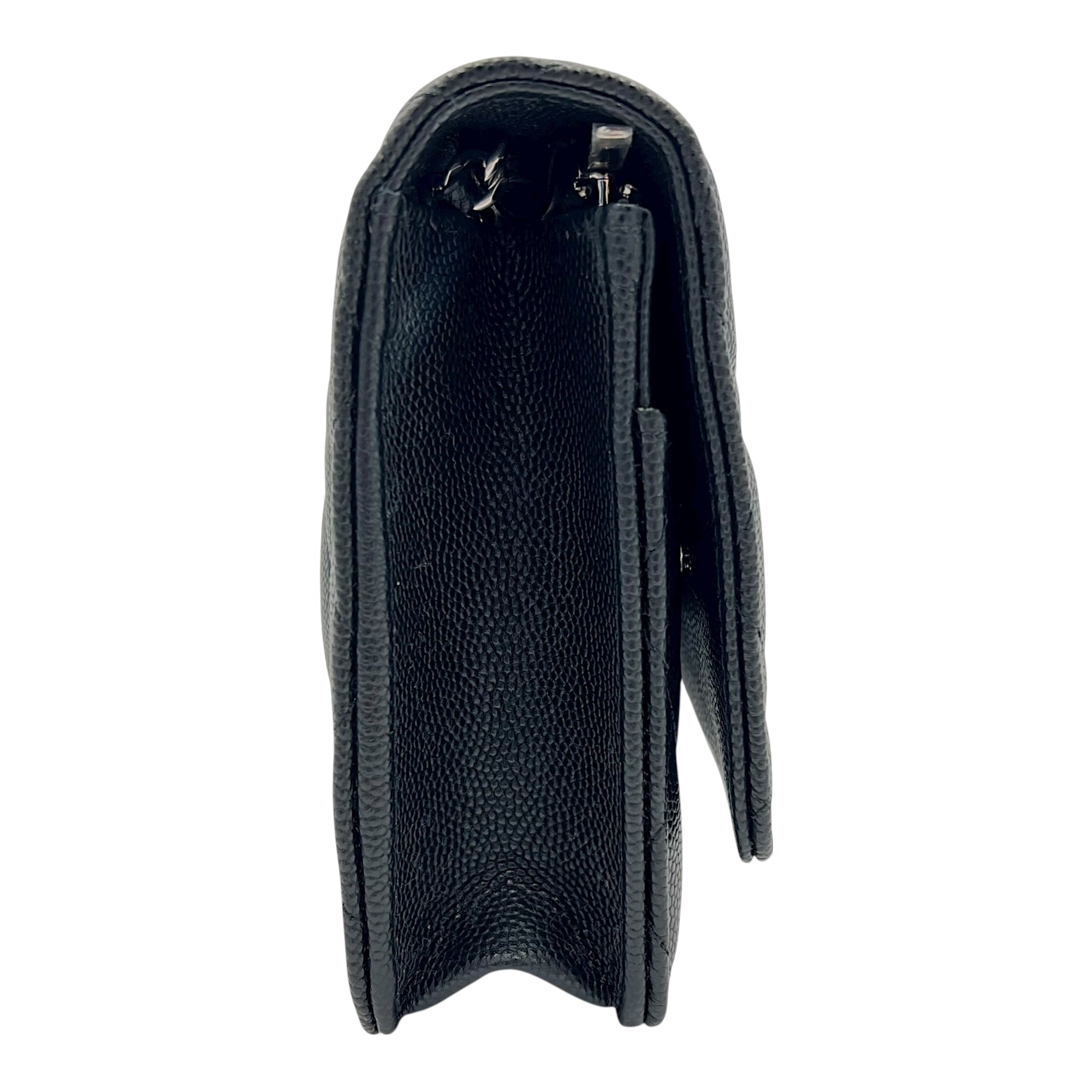 Classic Wallet On Chain Black in Caviar Leather, Silver hardware - Image 4