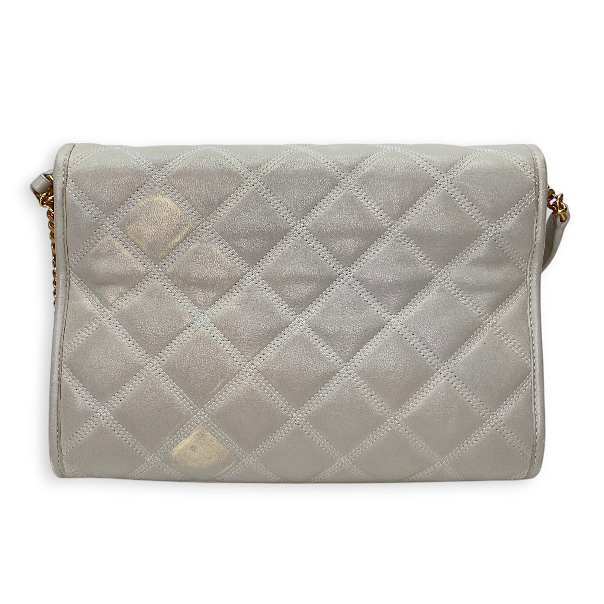 Becky Cream Shoulder Bag in Calfskin, Gold hardware - Image 3