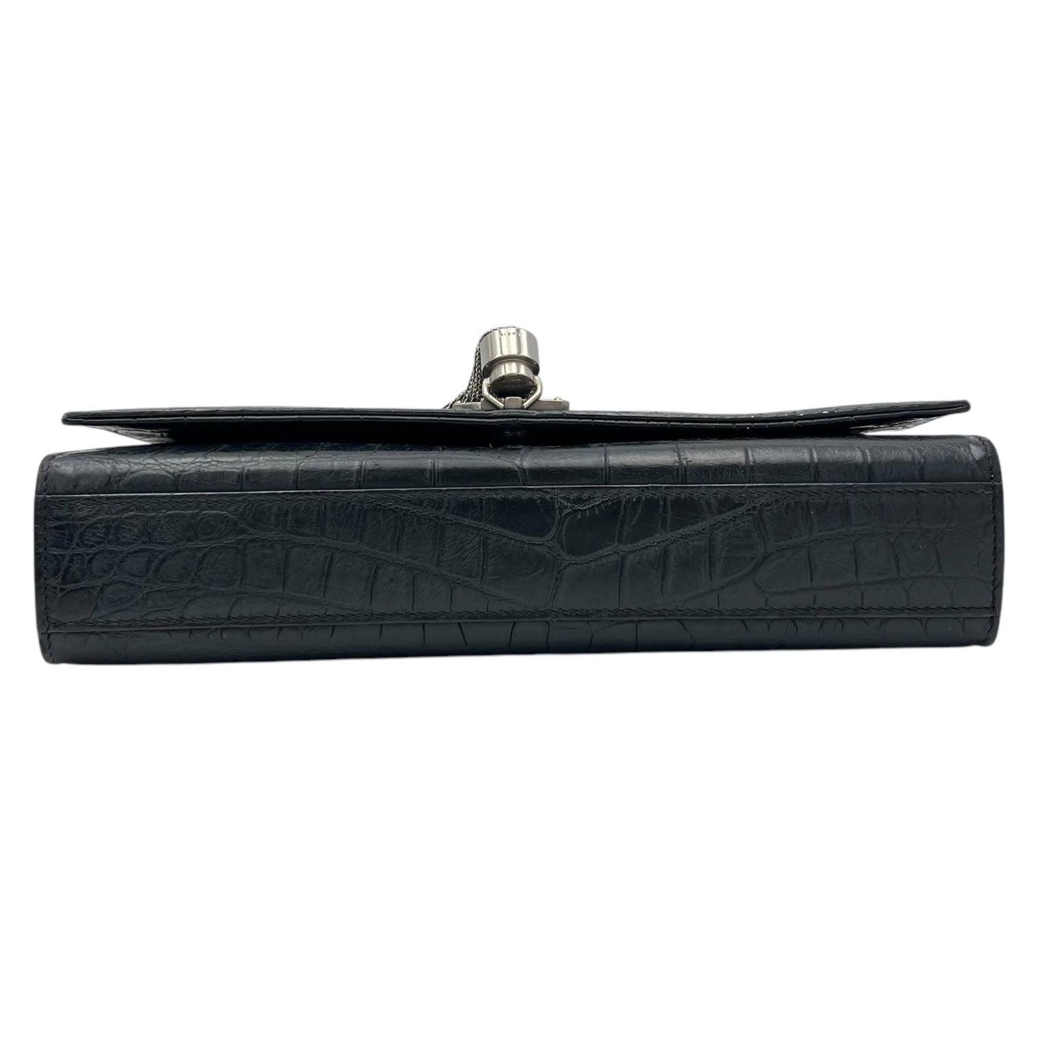 Kate Crossbody Bag Black in Crocodile Embossed Calfskin, Silver hardware - Image 5