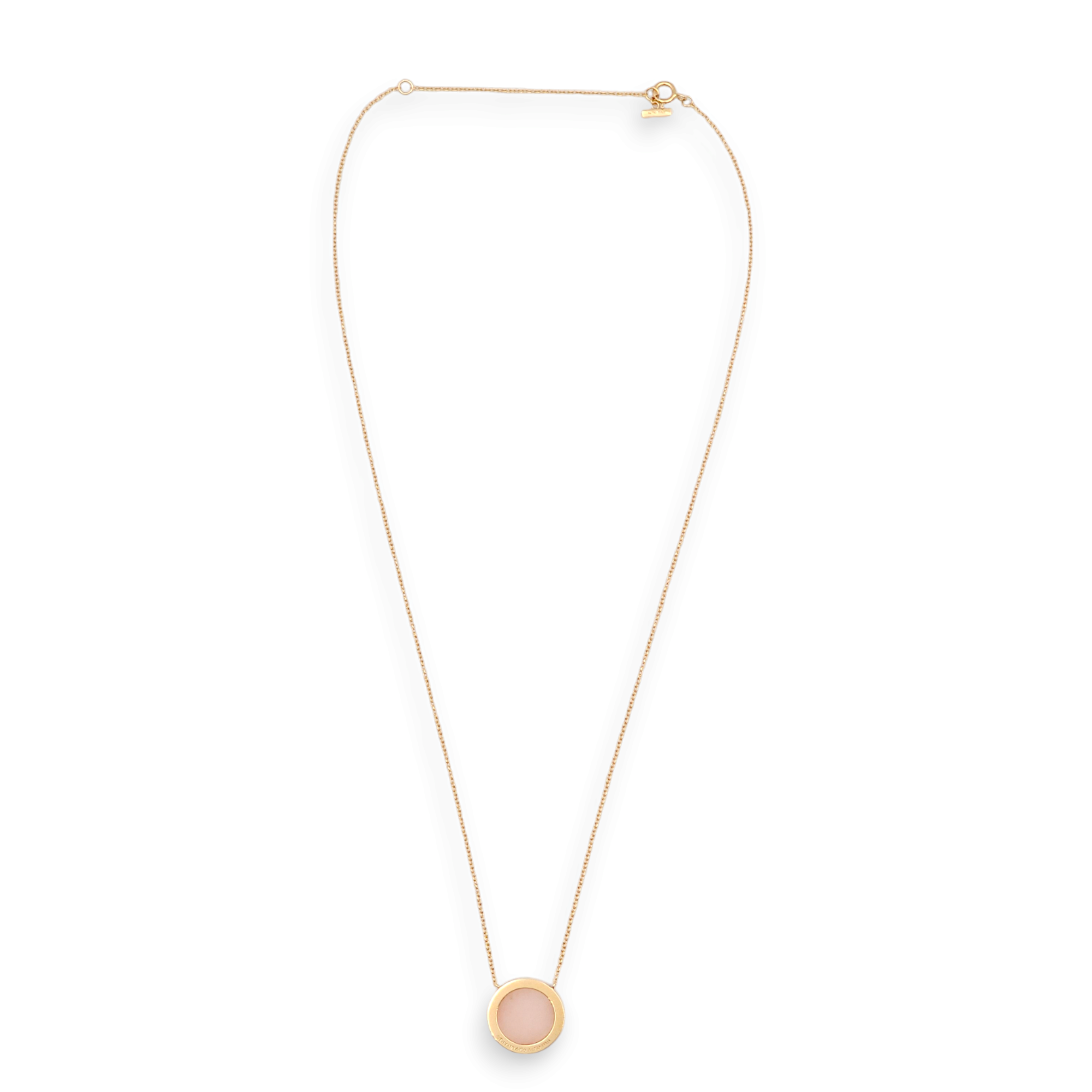 Diamond and Pinic Opal Circle Pendant 46 Diamonds Necklace in Rose Gold - Image 3