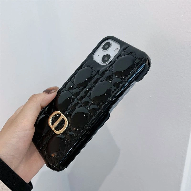 Affordable 5996 Dior CD iPhone Case Cannage Patent Leather Black - Image 3