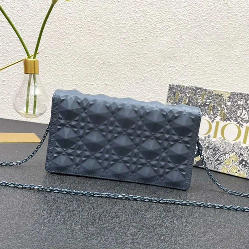 AllSeason 4659 Lady Dior Pouch Ultramatte Cannage Lambskin with Diamond Motif Blue - Image 3