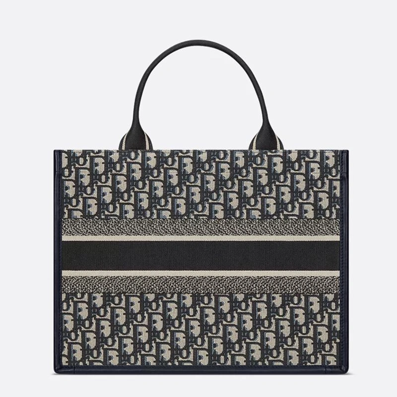 BestValue 1683 Dior Book Tote with Strap In Oblique Motif Canvas and Calfskin Blue - Image 3