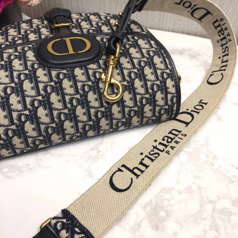 'Christia Christian Dior Large Bobby Bag Blue Oblique Jacquard - Image 8