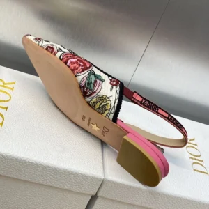 Comfortable 4755 J'Adior Slingback Pumps Women Florilegio Motif Canvas White Pink