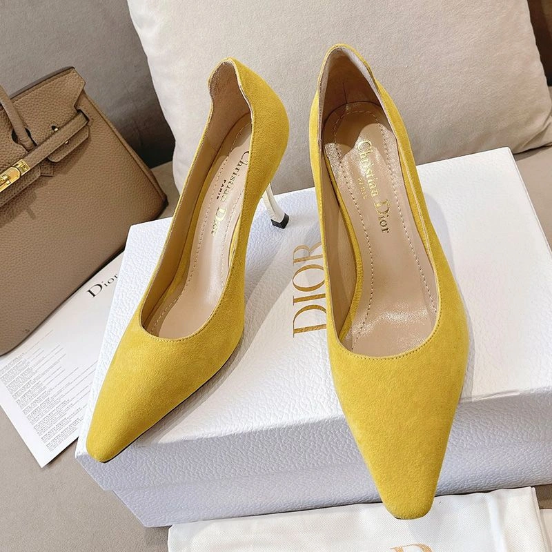 DailyWear 6715 Dior D-Fame Pumps Women Suede Yellow - Image 3