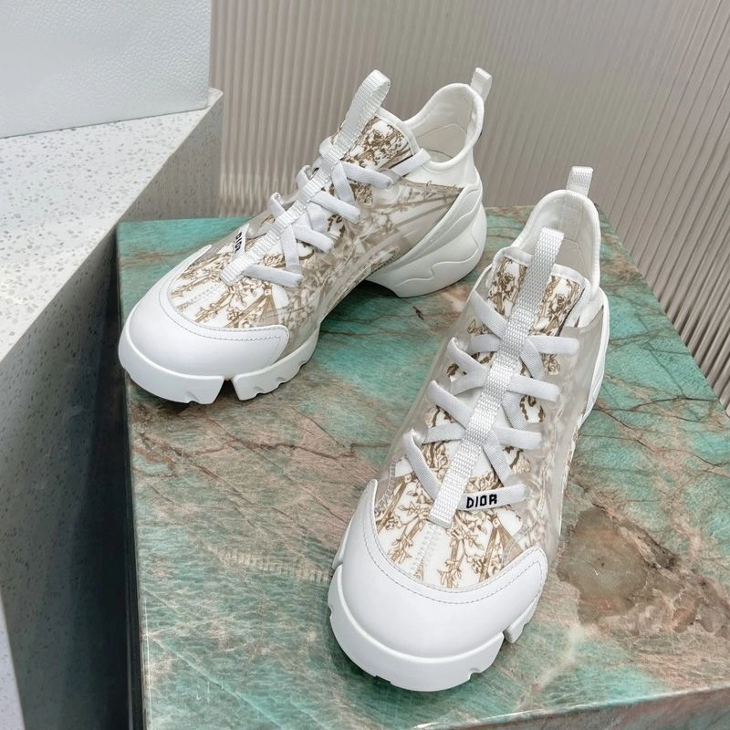 Dior D-Connect Sneakers Women Reve d'Infini Motif Technical Fabric White Gold WellDesigned 762 - Image 3