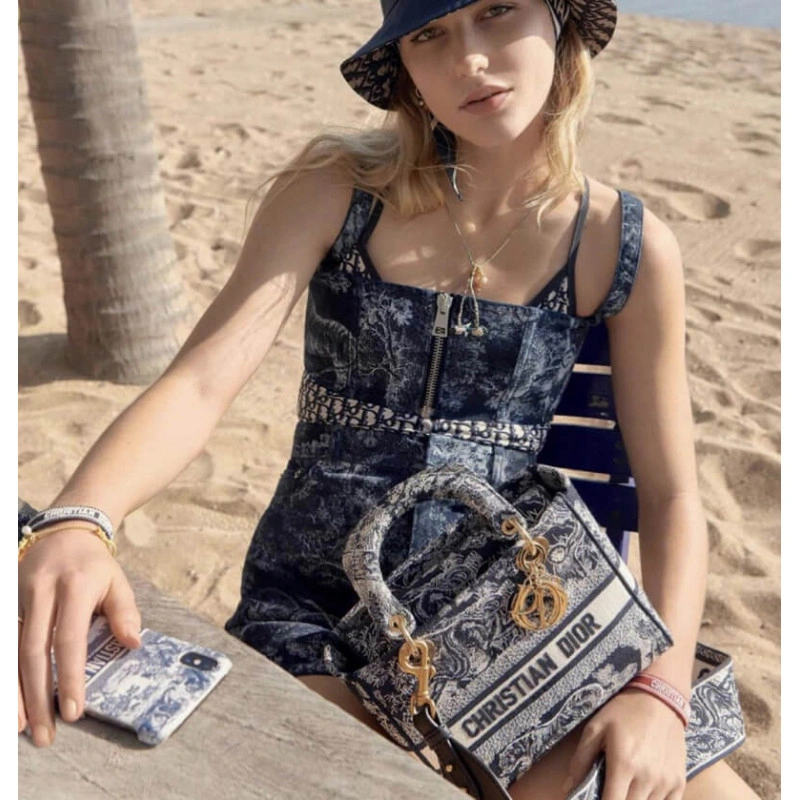 Dust bag Dior Medium Lady D-Lite Bag Blue Toile de Jouy Reverse Embroidery - Image 5