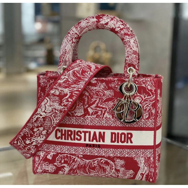 Dust bag Dior Medium Lady D-Lite Bag Raspberry Toile de Jouy Reverse Embroidery - Image 6