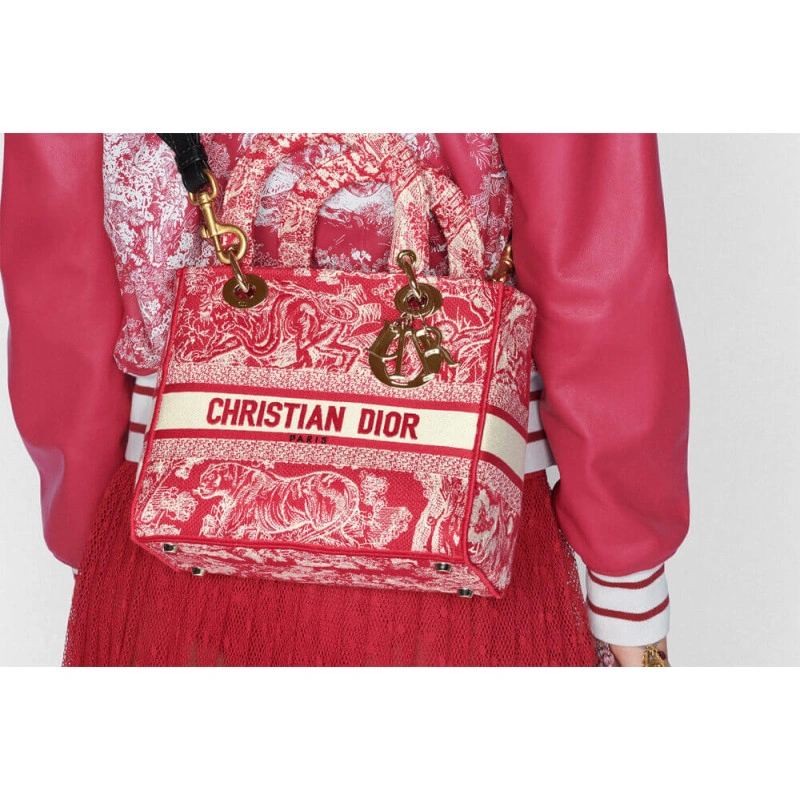 Dust bag Dior Medium Lady D-Lite Bag Raspberry Toile de Jouy Reverse Embroidery - Image 8