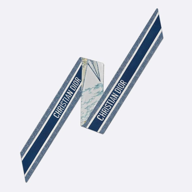 Dior Mitzah Twill In Reve d'Infini Motif Silk Blue Trendy 3383 - Image 3