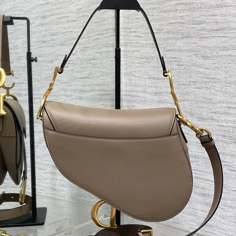 Dior Saddle Bag with Strap In Grained Calfskin Taupe HighQuality 4981 - Image 3