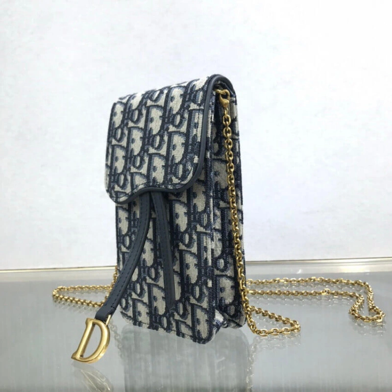 Removable Dior Vertical Saddle Pouch Blue Oblique Jacquard - Image 10