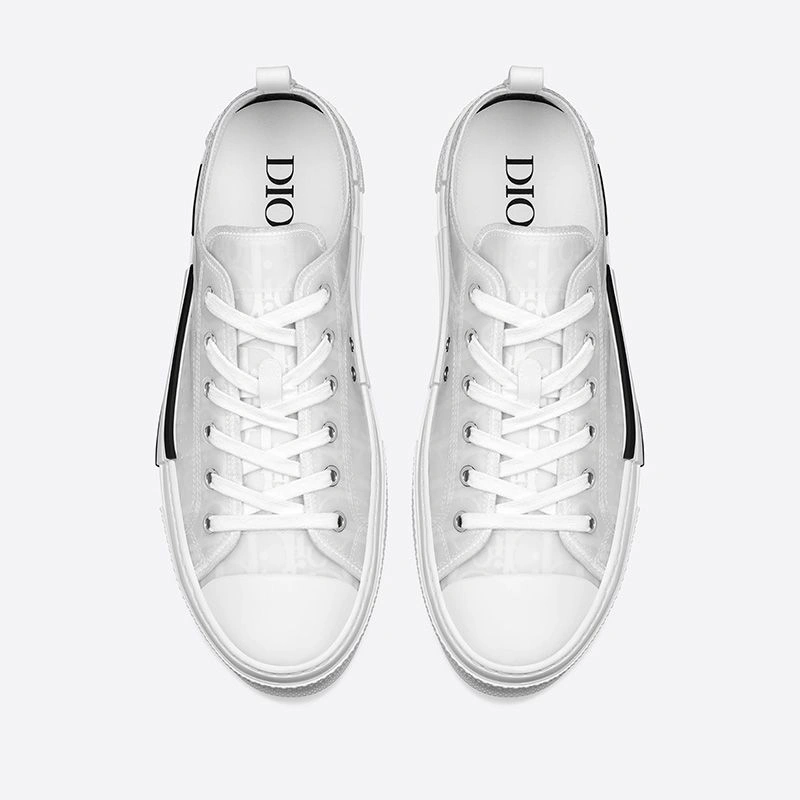 Fashionable 6116 Dior B23 Sneakers Unisex Oblique Motif Canvas White - Image 3