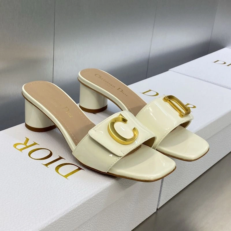 Fashionable 6612 C'est Dior Slides Women Patent Leather White - Image 3