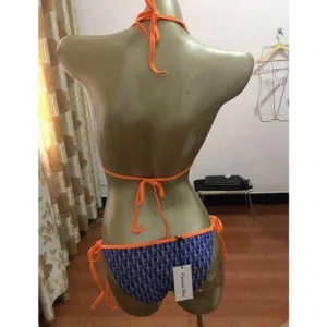 GoodFit 2002 Dior Bikini Women Oblique Motif Lycra Blue Orange