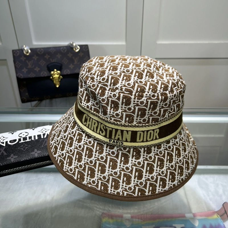 GoodFit 745 Christian Dior Bucket Hat D-Oblique Motif Canvas Brown - Image 3