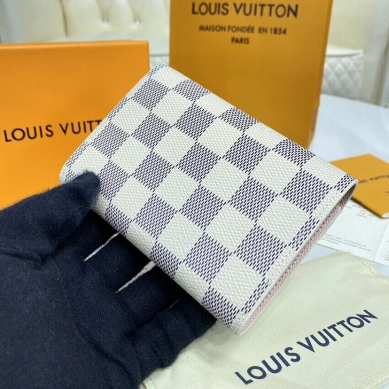 Goldcolor Louis Vuitton Damier Azur Victorine Wallet Pink - Image 3