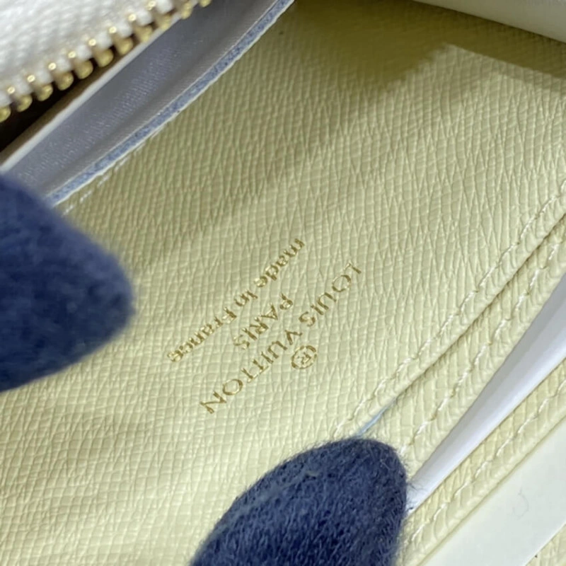 2 large g Louis Vuitton Damier Azur Zippy Coin Purse Beige - Image 8