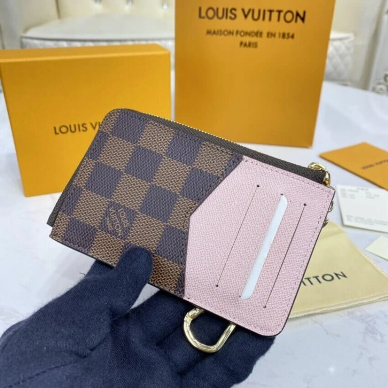 3 card sl Louis Vuitton Damier Ebene Card Holder Recto Verso Pink - Image 3