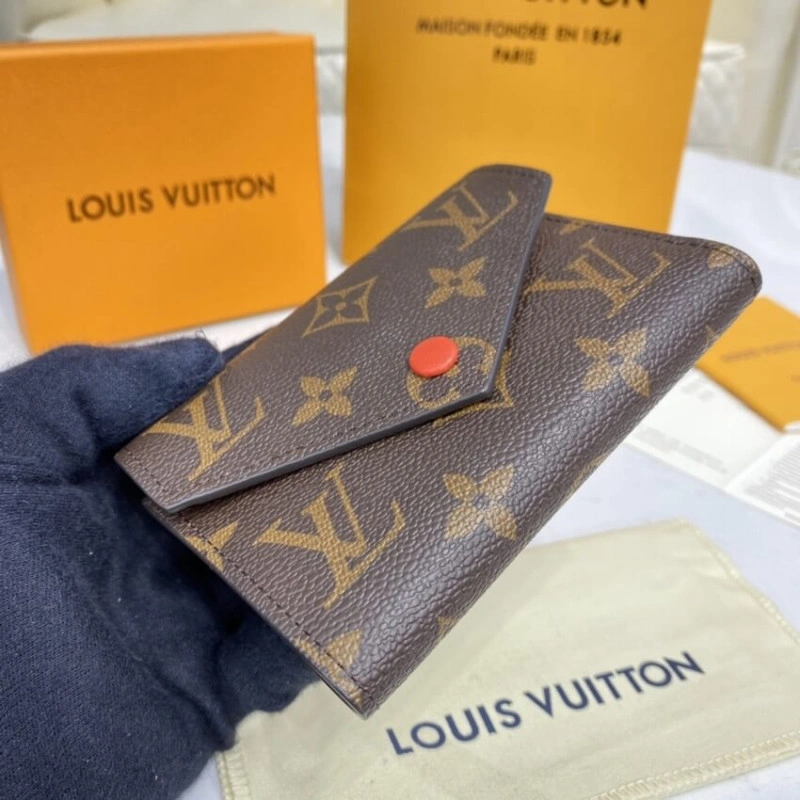 Grained c Louis Vuitton Monogram Canvas Victorine Wallet Watermelon Red - Image 3
