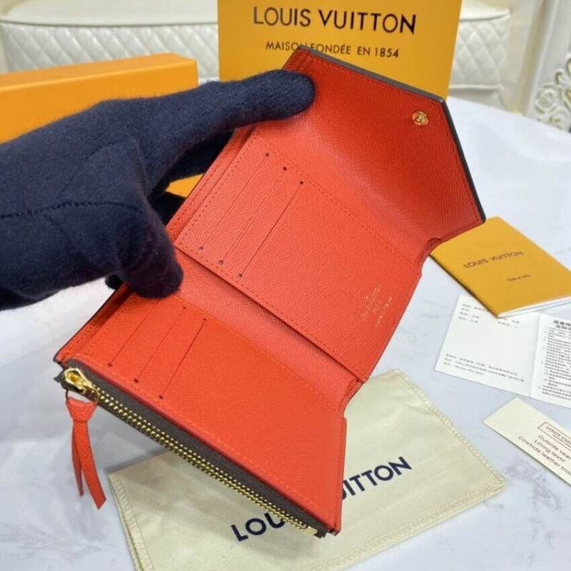 Grained c Louis Vuitton Monogram Canvas Victorine Wallet Watermelon Red - Image 7