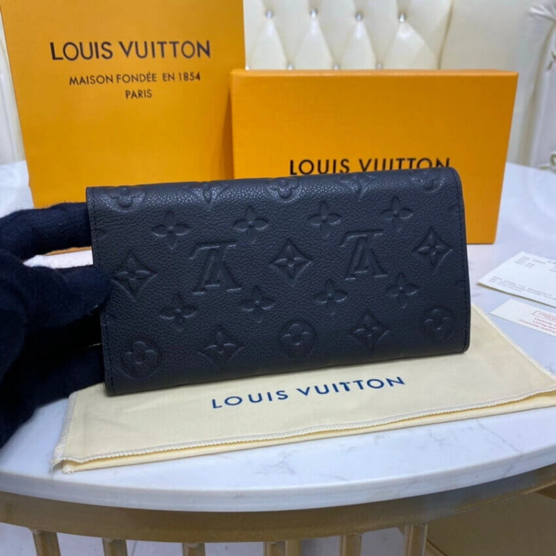 Goldcolor Louis Vuitton Monogram Empreinte Emilie Wallet Black - Image 3