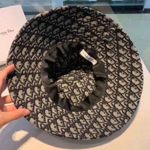 NewStyle 8429 Dior Bucket Hat Oblique Motif Cotton Navy Blue