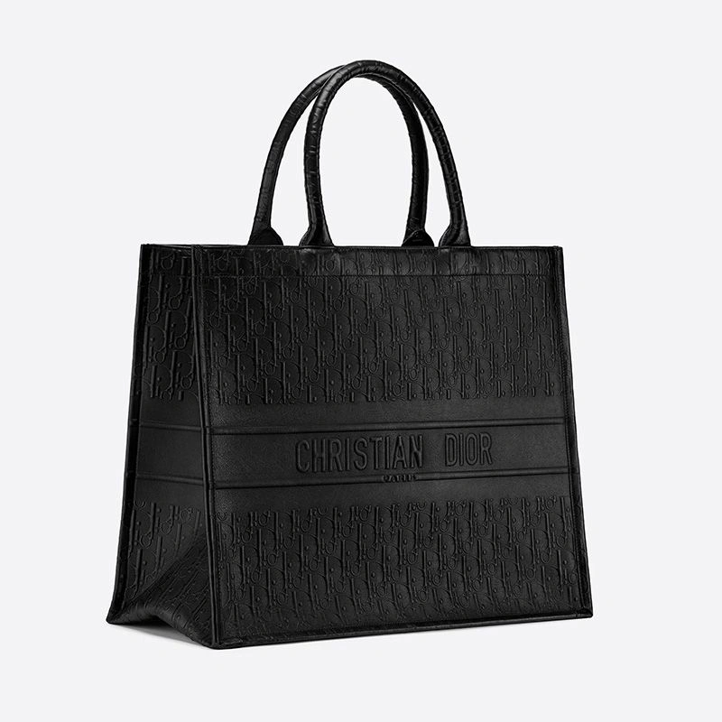 StreetReady 5187 Dior Book Tote Oblique Embossed Calfskin Black - Image 3