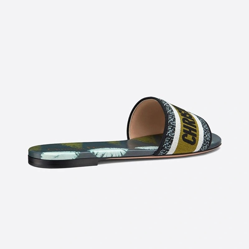 Christian Dior Dway Slides Women Tie & Dye Motif Canvas Green - Image 3