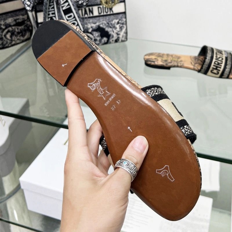 Christian Dior Dway Slides Women Toile De Jouy Motif Canvas Beige - Image 3