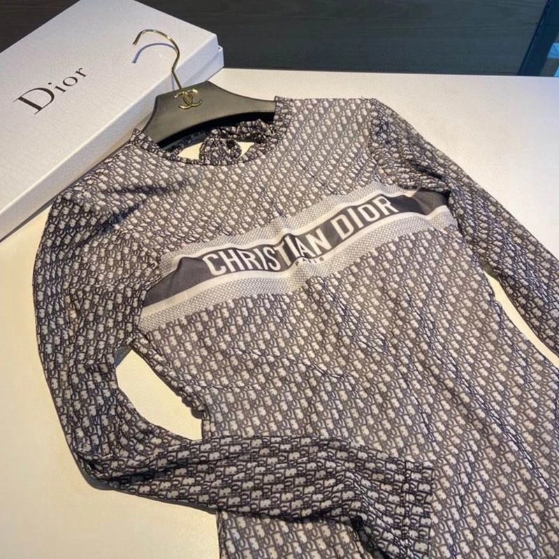 Christian Dior Bodysuit Women Oblique Motif Lycra Grey - Image 3