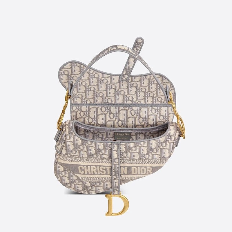 Christian Dior Saddle Bag Oblique Motif Canvas Grey - Image 4
