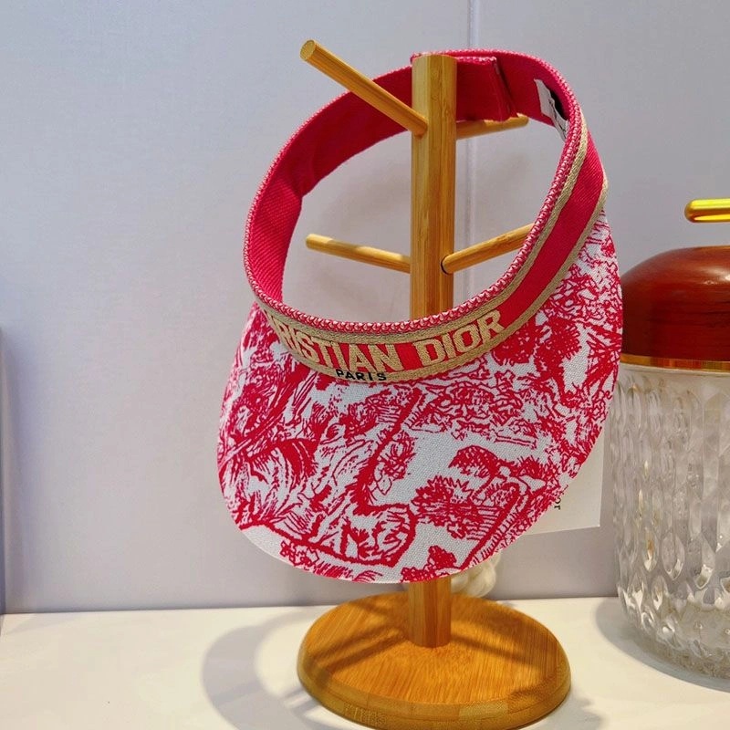 Christian Dior Visor Toile de Jouy Motif Cotton Red - Image 3