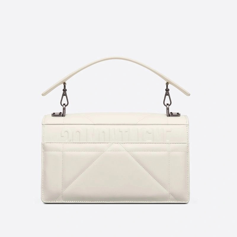 Dior 30 Montaigne Chain Bag with Handle Maxicannage Lambskin White - Image 3