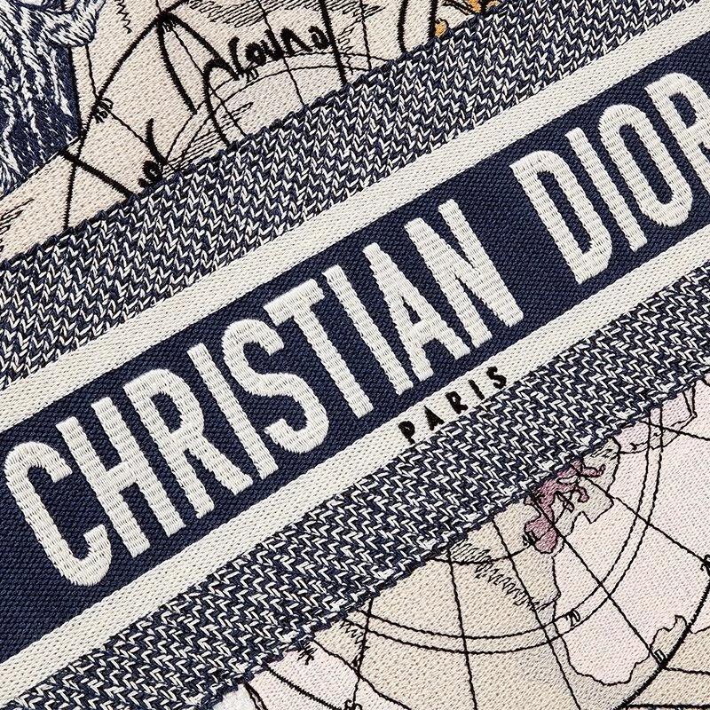 Dior Book Tote Around the World Motif Canvas Blue - Image 5