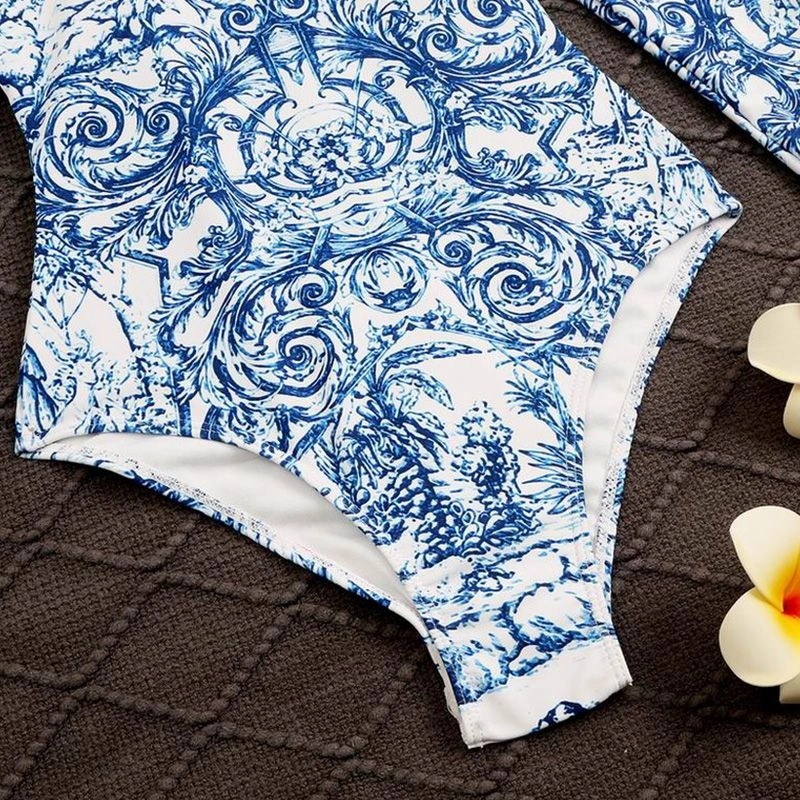 Dior Bodysuit Women Around The World Motif Lycra Blue - Image 4