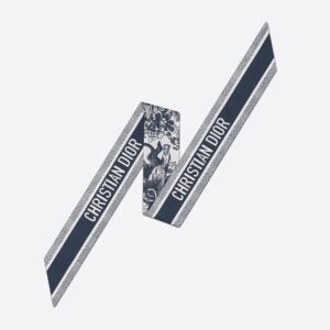 Dior Mitzah Twill Toile de Jouy Motif Silk Navy Blue