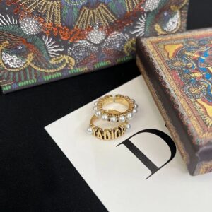 Dior Open Chain J'ADIOR Ring Set Metal and Resin Pearls Gold