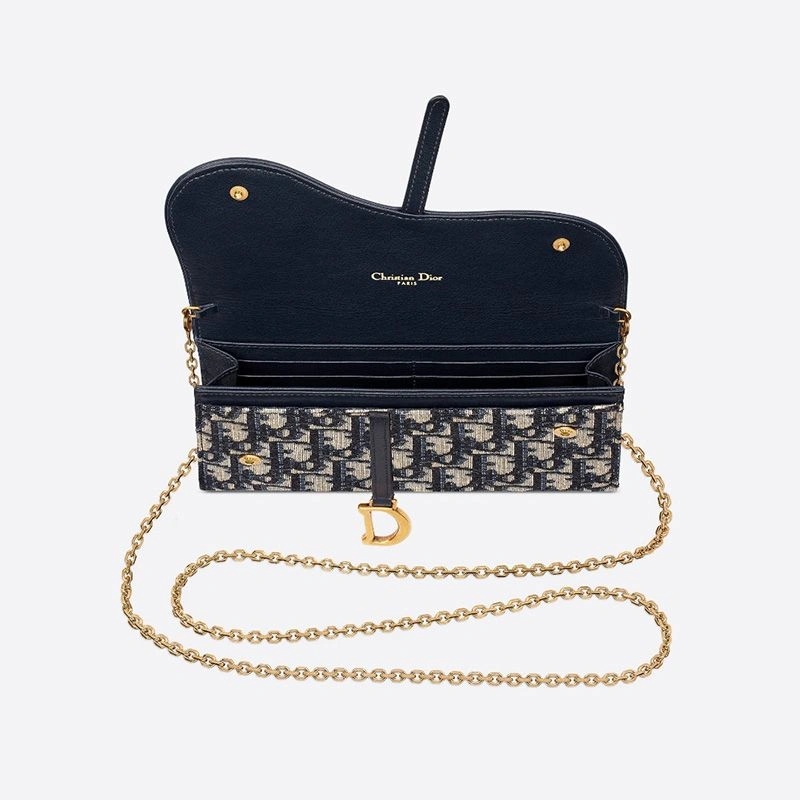 Dior Saddle Wallet Oblique Motif Canvas Blue - Image 3