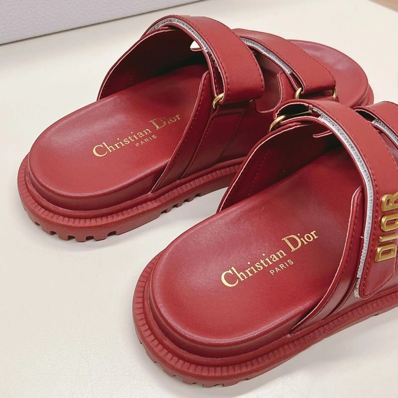 DiorAct Slides Women Calfskin Red - Image 3