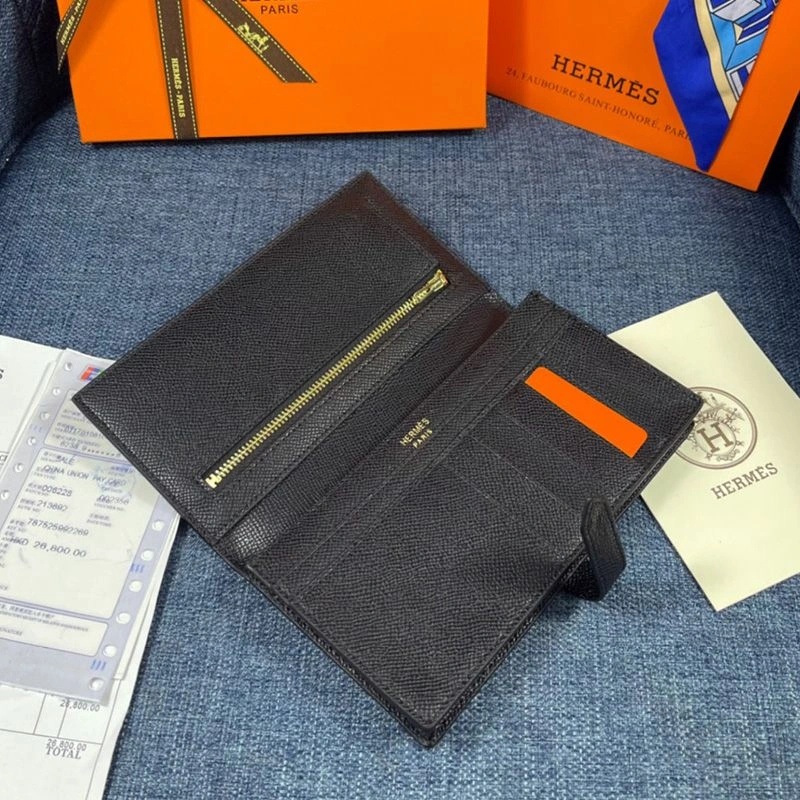 Hermes Bearn Wallet Epsom Leather Gold Hardware In Black - Image 3