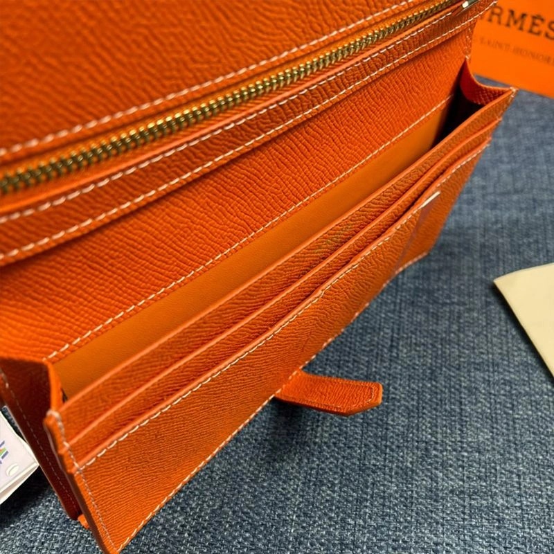 Hermes Bearn Wallet Epsom Leather Gold Hardware In Orange - Image 4