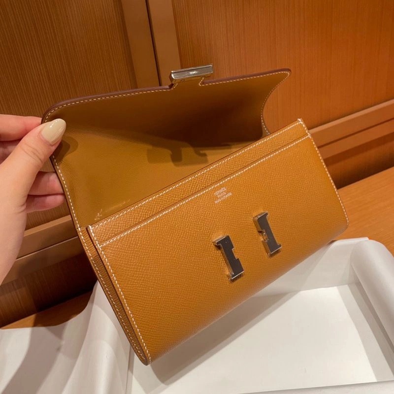 Hermes Constance Long Wallet Epsom Leather Palladium Hardware In Brown - Image 3
