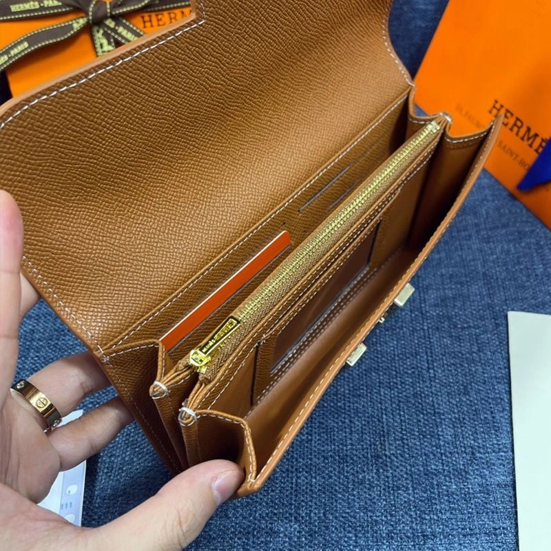 Hermes Constance Wallet Epsom Leather Gold Hardware In Brown - Image 4