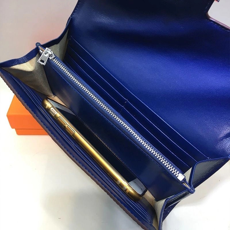 Hermes Constance Wallet Alligator Leather Palladium Hardware In Blue - Image 4