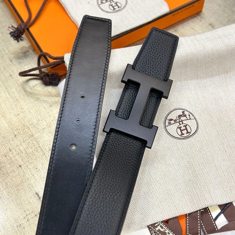 Hermes H Logo 38 Reversible Belt Calfskin In Black - Image 3