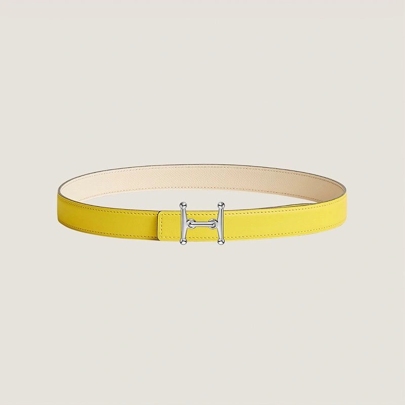 Hermes Mors H 24 Reversible Belt Leather In Yellow White - Image 3