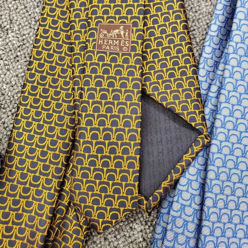 Hermes Mors Tricolore Tie In Yellow - Image 3