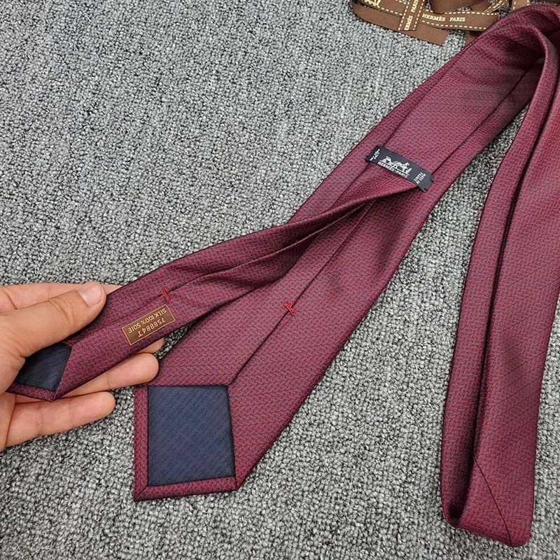 Hermes Rocking H Tie In Burgundy - Image 4